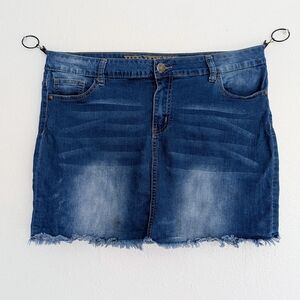 VIP Jeans Women's Blue Denim Mini Skirt with Frayed Hem Size XX